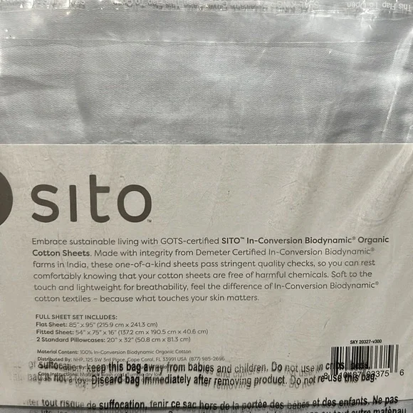 Sito brand by Mercola Organic Cotton Full Sheet Set - Sky Blue - Picture 6 of 6